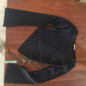 Zara Navy Asymmetrical Cropped Blouse